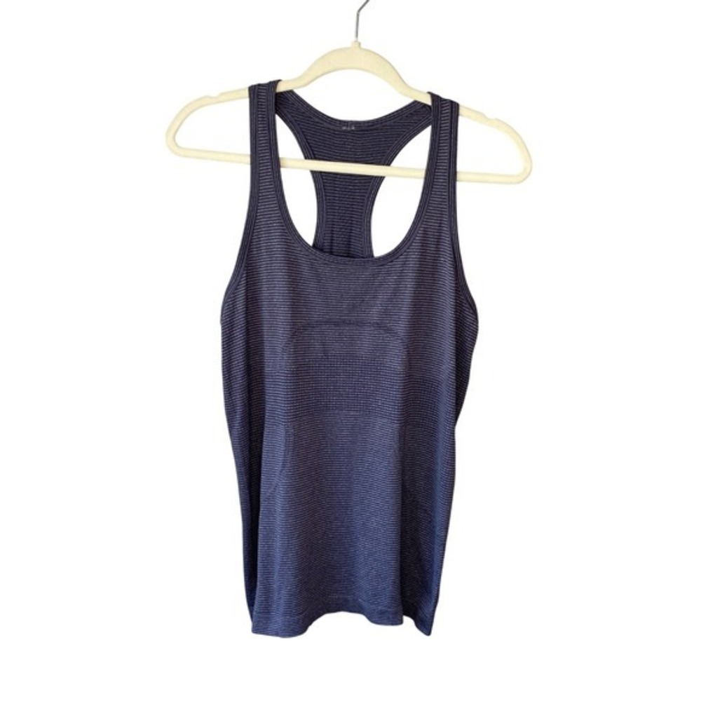 Lululemon Swiftly Tech Racerback‎ Tank Top Purple Grey Micro Stripe Size 6